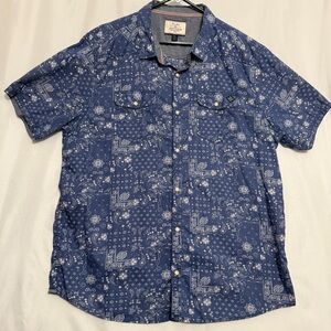 Flag & Anthem Navy and White Button Down,  pearl snap button down, size XXL